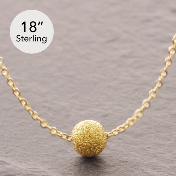 18" Gold Bead Necklace, gold ball necklace, dainty necklace, mini charm 33-29g - Picture 1 of 5